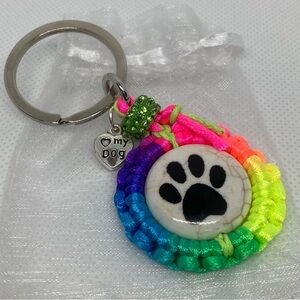 Hand Crafted Macrame Dog Paw Keychain